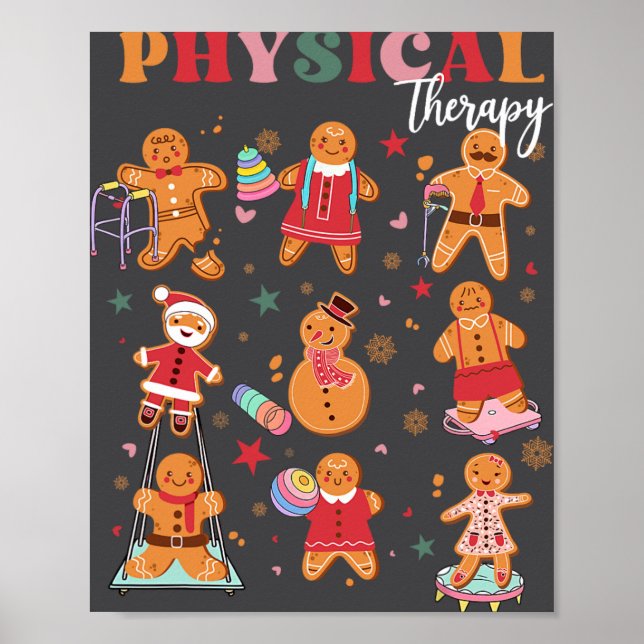 Retro Physical Therapy Gingerbread Weihnachts Pt F Poster (Vorne)