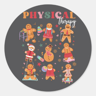 Retro Physical Therapy Gingerbread Weihnachts Pt F Runder Aufkleber