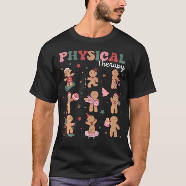 Retro Physical Therapy Gingerbread Weihnachts Pt F T-Shirt (Vorderseite)