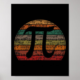 Retro Pi Symbol Sunset Geschenk Math Gleichungen G Poster