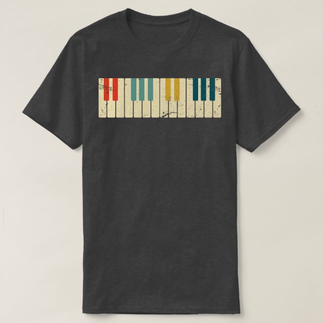 Retro Piano Keys Piano T-Shirt (Design vorne)
