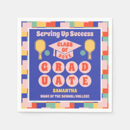 Retro Pickleball Graduation Party Napkins Serviette