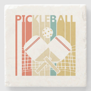 Retro-Pickleball im Vintage-Stil Steinuntersetzer
