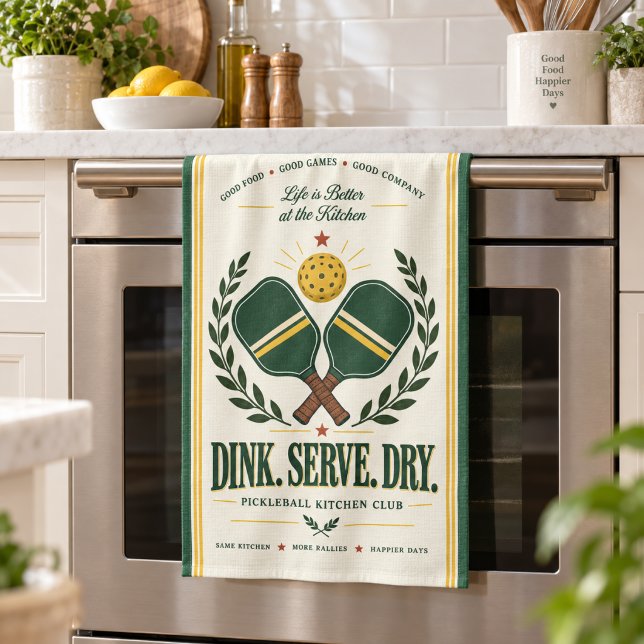 Retro-Pickleball-Küchenhandtuch Geschirrtuch (Retro Pickleball Kitchen Towel
)