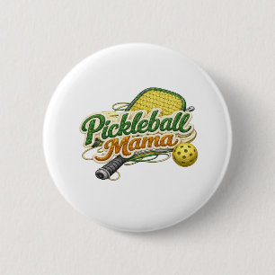 Retro Pickleball Mama Button Pin Muttertag