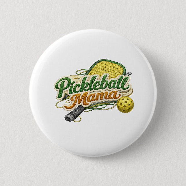 Retro Pickleball Mama Button Pin Muttertag  (Vorderseite)