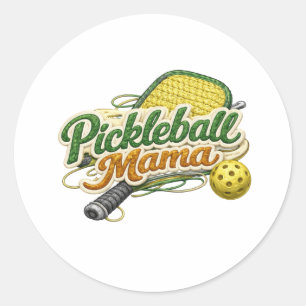 Retro Pickleball Mama Muttertag Runder Aufkleber