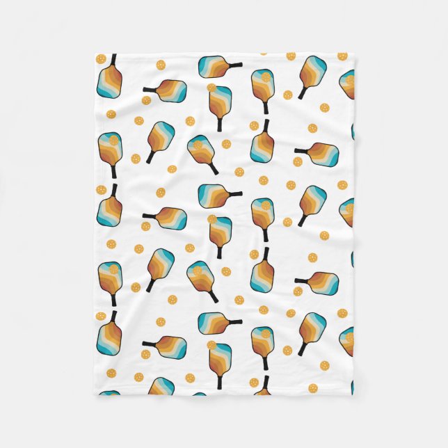 Retro Pickleball Paddle und Ball-Muster Fleecedecke (Vorderseite)