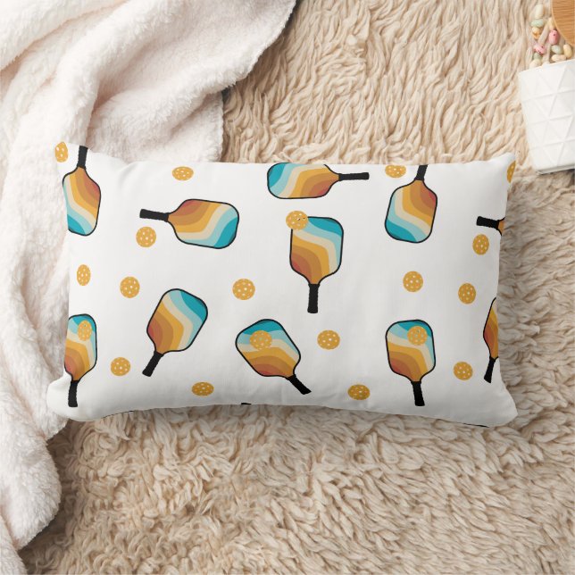 Retro Pickleball Paddle und Ball-Muster Lendenkissen (Decke)