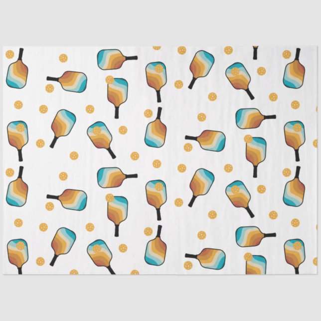 Retro Pickleball Paddle und Ball-Muster Seidenpapier (Vorderseite)