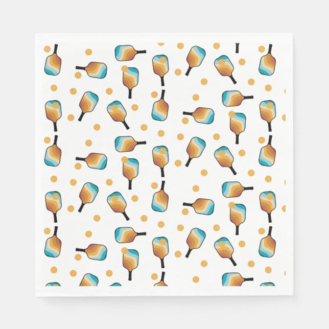 Retro Pickleball Paddle und Ball-Muster Serviette (Vorderseite)