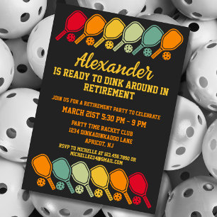 Retro Pickleball Party Sportpaddel Ruhestand Einladung