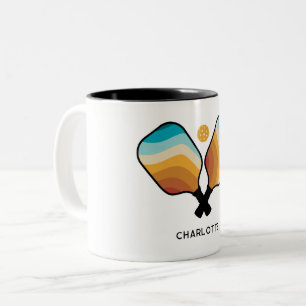 Retro-Pickleball-Schläger & Ball mit individuellem Zweifarbige Tasse