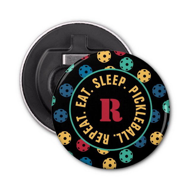 😍 Retro Pickleballs / schwarz mit anfänglichen Flaschenöffner (Vorderseite)