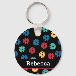 😍 Retro Pickleballs / schwarz Schlüsselanhänger