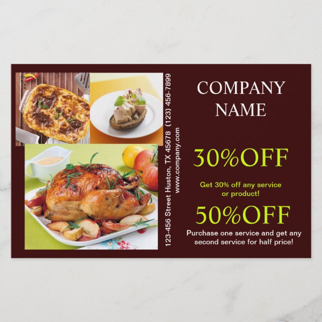 Retro Pie Chicken deli Shop Diner Catering Flyer (Vorne)