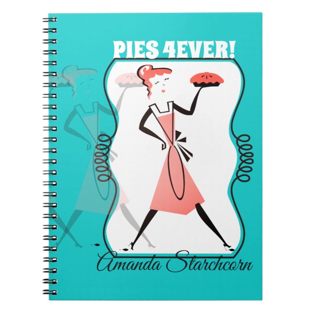 Retro Pie Girl Backbook Kochbuch Rezept Notebook Notizblock (Vorderseite)