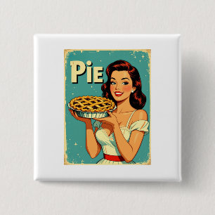 Retro-Pie-Lady – Vintage-Backposter-Illustration Button