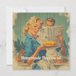 Retro Pie und Papierarm Einladung