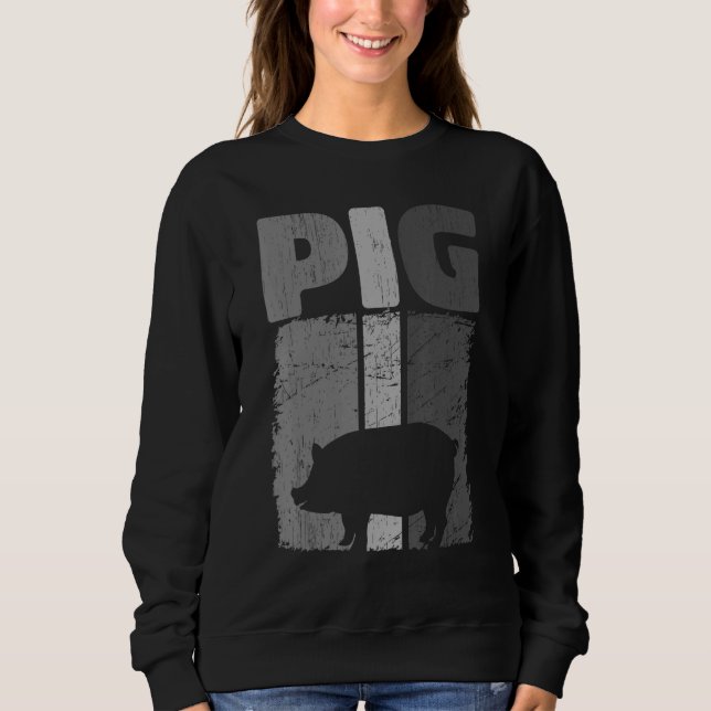 Retro Pig Lover, Cute Farmer, Farming For Men Wome Sweatshirt (Vorderseite)