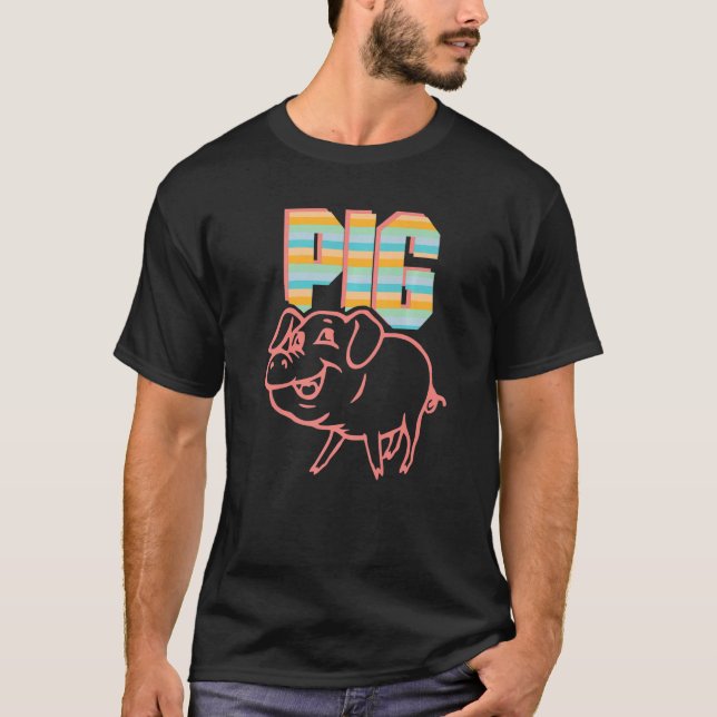 Retro Pig Lover, Cute Farmer, Farming For Men Wome T-Shirt (Vorderseite)