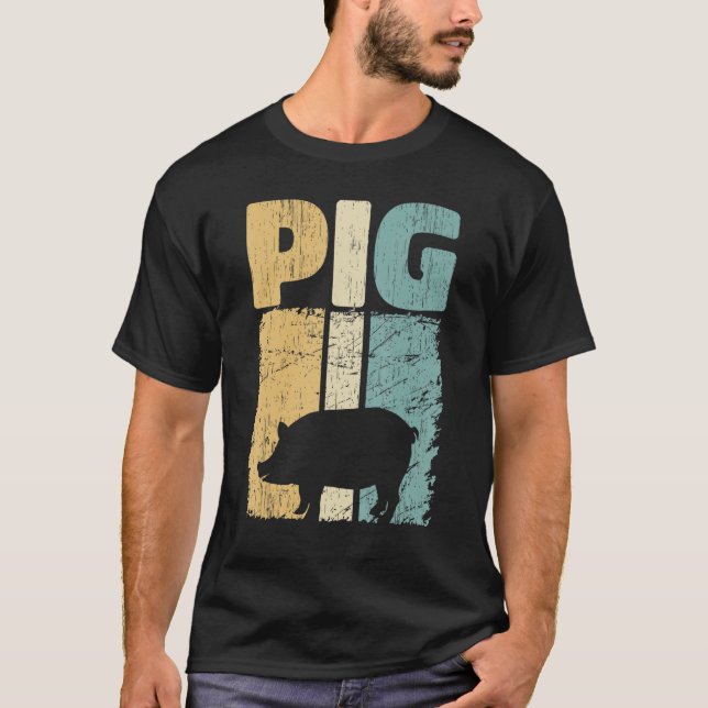 Retro Pig Lover, Cute Farmer, Farming For Men Wome T-Shirt (Vorderseite)