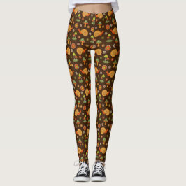 Retro-Pilze & Schnecken Cocktails Leggings