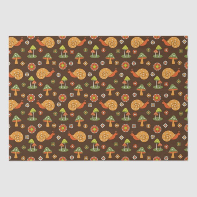 Retro-Pilze & Schnecken Cocktails Seidenpapier (Vorderseite)