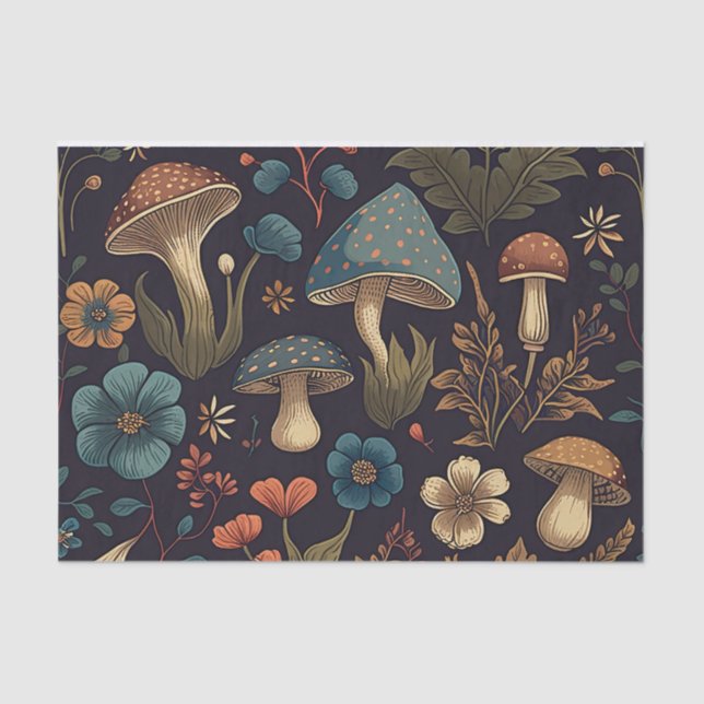 Retro-Pilze und -Blume Seidenpapier (Vorderseite)