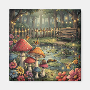 Retro-Pilze und Blumen Vintage-Stimmung Magnet