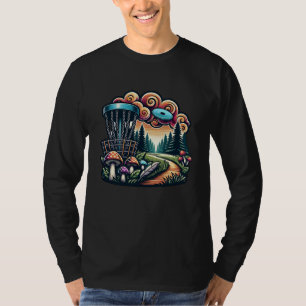 Retro Pilze und Disc Golf Course Kunst T-Shirt