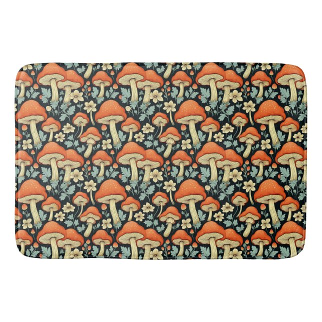 Retro-Pilze Vintage Blume Badematte (Vorderseite)