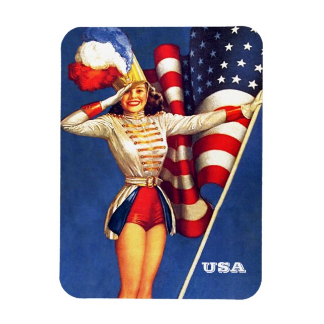 Retro Pin-up Art USA Patriotic Magnet (Vertikal)