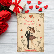 Retro Pin-Up Couple Vintage Valentine`s Day Card