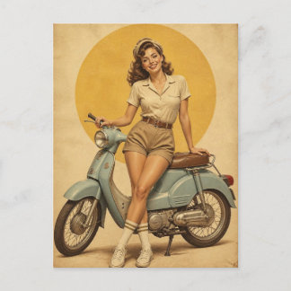 Retro-Pin-Up-Girl aus den 1950er Jahren auf einem Postkarte