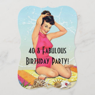 Retro-Pin-Up-Girl und Muschel-Party Einladung