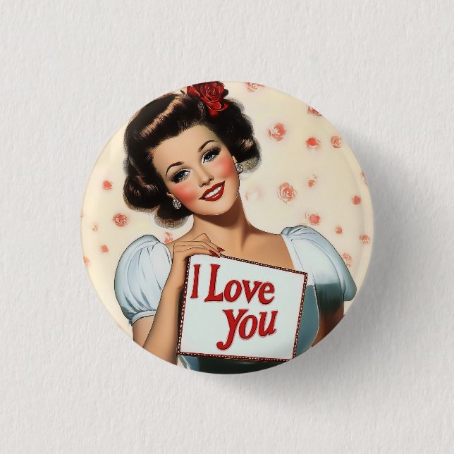 Retro Pin-Up Liebe Button (Vorderseite)