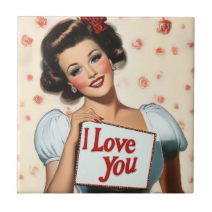 Retro Pin-Up Liebe Fliese