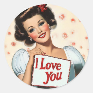 Retro Pin-Up Liebe Runder Aufkleber