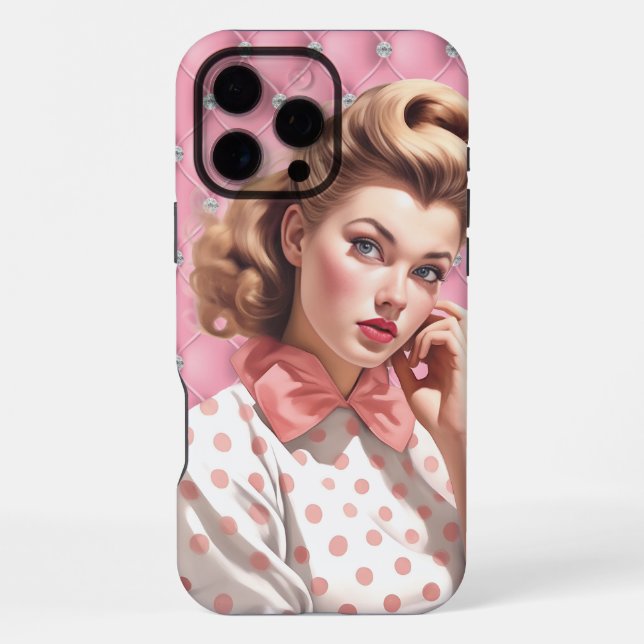 Retro Pin-Up Mädchen iPhone Hülle (Rückseite)