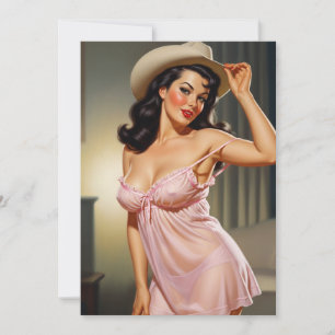 Retro Pin-up Mädchen mit Cowboyhut Save The Date