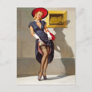 Retro Pin-Up Mädchen Postkarte