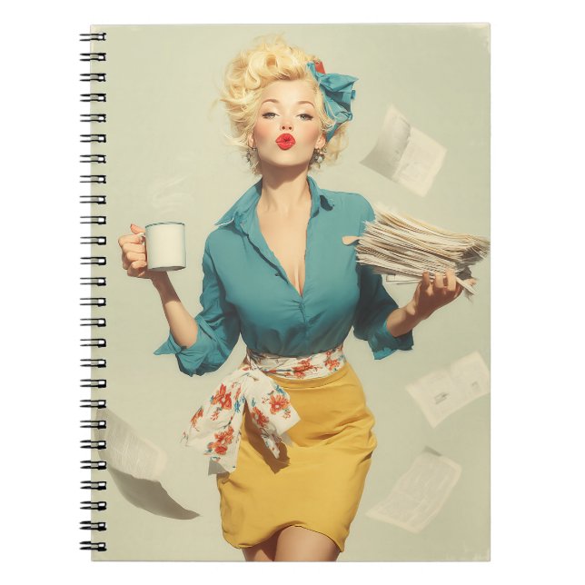 Retro Pin-Up Office Chic Notizblock (Vorderseite)