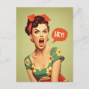 Retro-Pin-Up-Power-Schrei Postkarte
