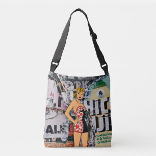 Retro Pin-Up Street Art Umhängetasche Mixed Media Tragetaschen Mit Langen Trägern
