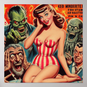 Retro Pin-up und Monster Poster