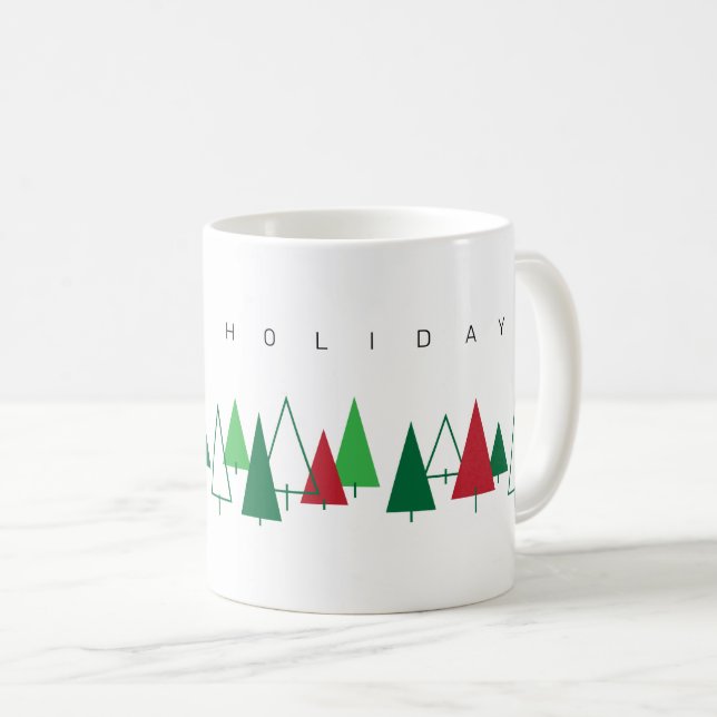 Retro Pine Tree Holiday Kaffeetasse (VorderseiteRechts)