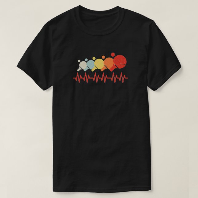 Retro Ping Pong Heartbeat T-Shirt (Design vorne)