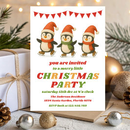 Retro Pinguine Weihnachtsfeier editierbar Einladung
