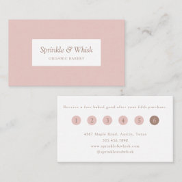Retro Pink And Brown Heart Stripes Bakery Loyalty Visitenkarte